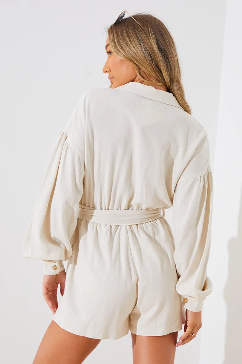 Linen Blend Belted Playsuit sold by Chi Chi London product image thumbnail 4