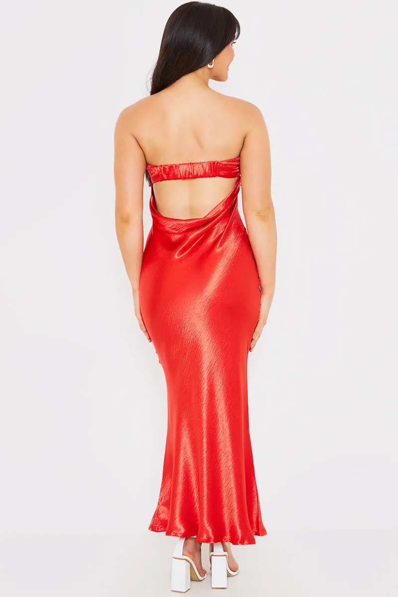 Liquid Satin Bandeau Cut Out Back Maxi Dress sold by Chi Chi London product image thumbnail 4