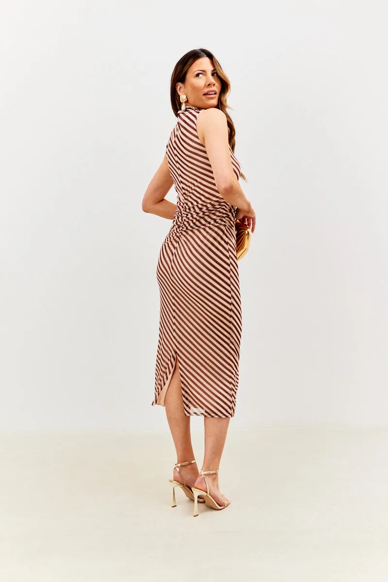 Stripe Printed Mesh Bodycon Midaxi Dress sold by Chi Chi London product image thumbnail 4