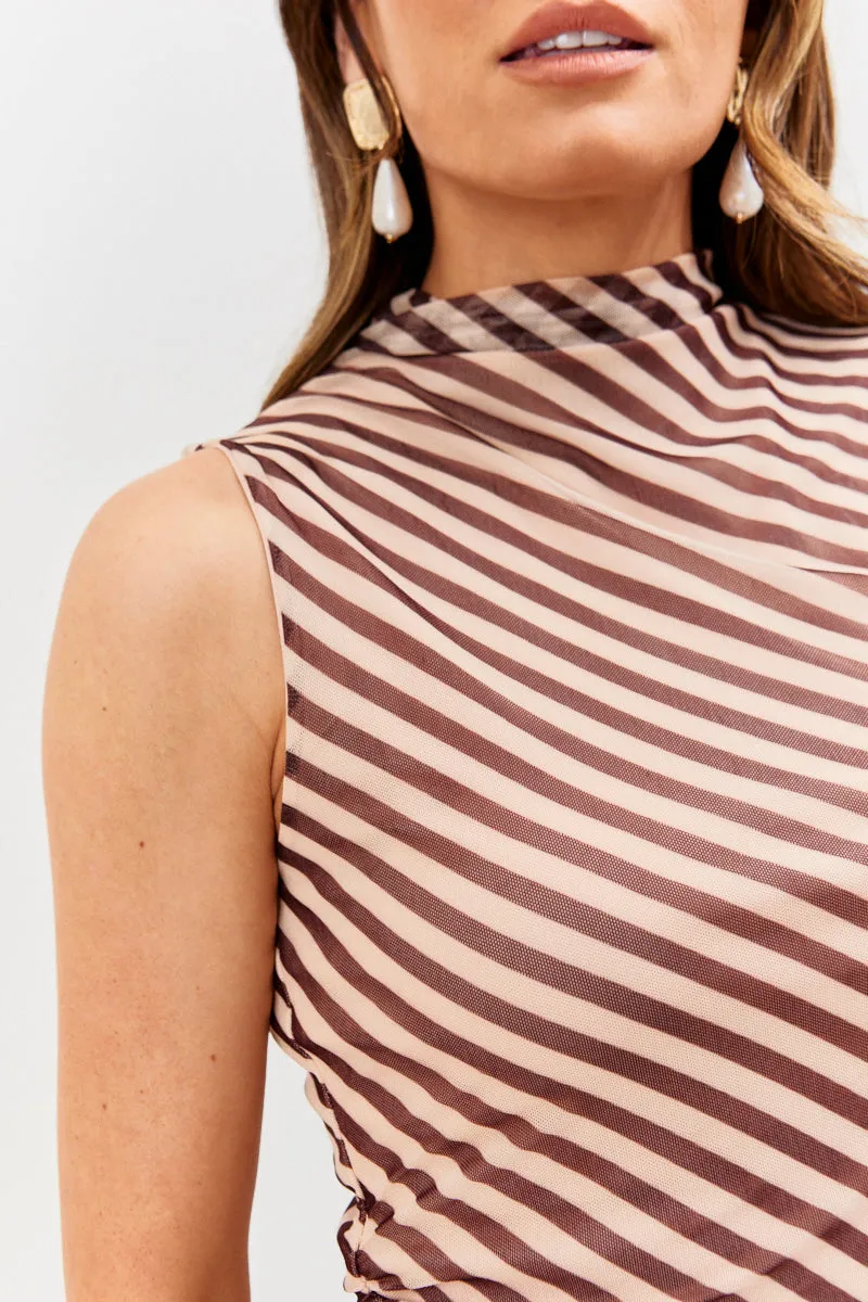 Stripe Printed Mesh Bodycon Midaxi Dress sold by Chi Chi London product image thumbnail 3