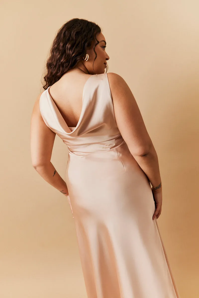 Light Gold Satin Cowl Back Maxi Dress sold by Chi Chi London product image thumbnail 5
