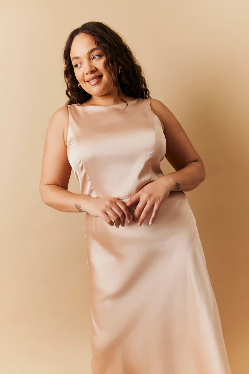 Light Gold Satin Cowl Back Maxi Dress sold by Chi Chi London product image thumbnail 4