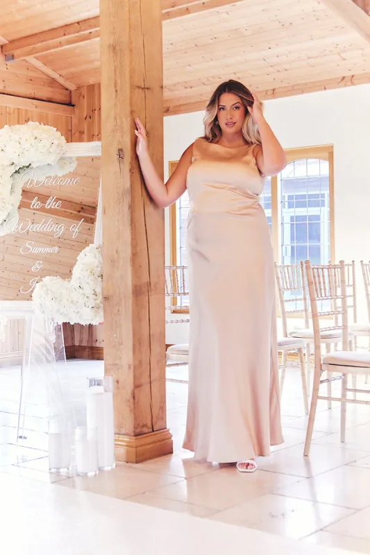 Light Gold Satin Cowl Back Maxi Dress made by In the style