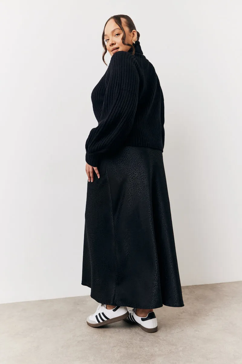 Black Jacquard Printed Slip Skirt sold by Chi Chi London product image thumbnail 3