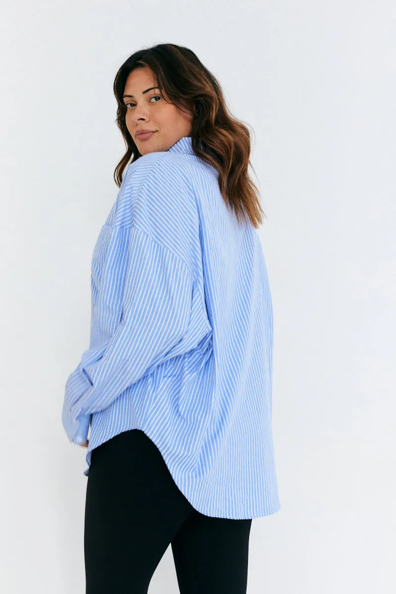 Stripe Oversized Poplin Shirt sold by Chi Chi London product image thumbnail 4