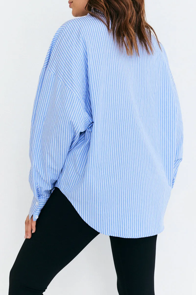 Stripe Oversized Poplin Shirt sold by Chi Chi London product image thumbnail 3