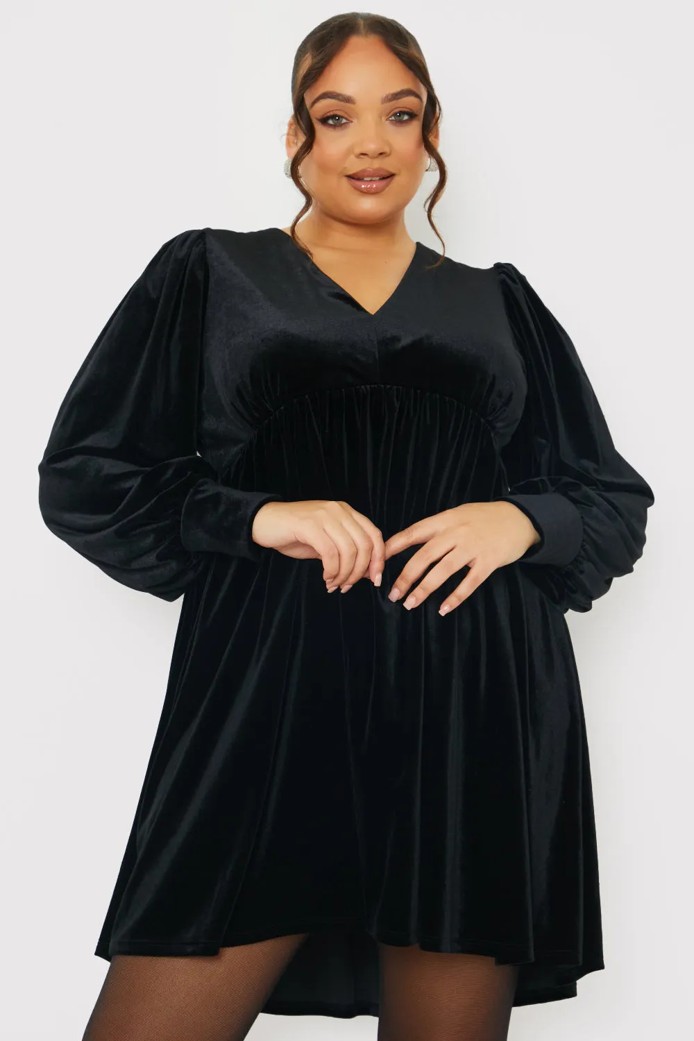 Black Velvet Smock Mini Dress sold by Chi Chi London product image thumbnail 5