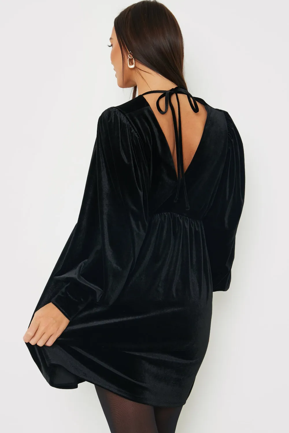 Black Velvet Smock Mini Dress sold by Chi Chi London product image thumbnail 3