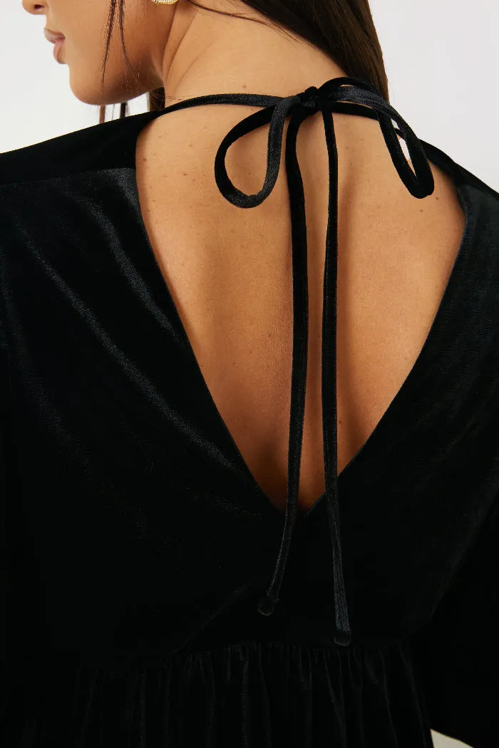 Black Velvet Smock Mini Dress sold by Chi Chi London product image thumbnail 4