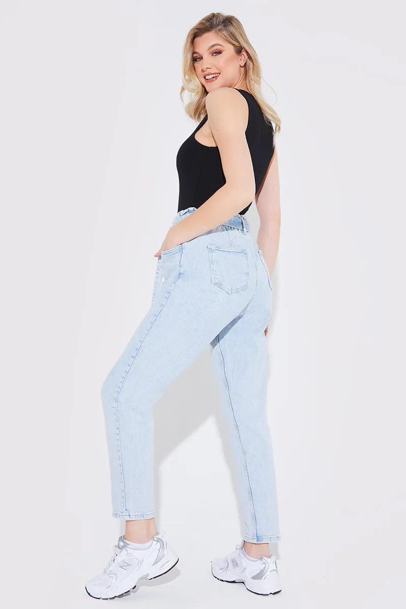 Light Wash Paperbag Tie Waist Jeans sold by Chi Chi London product image thumbnail 5