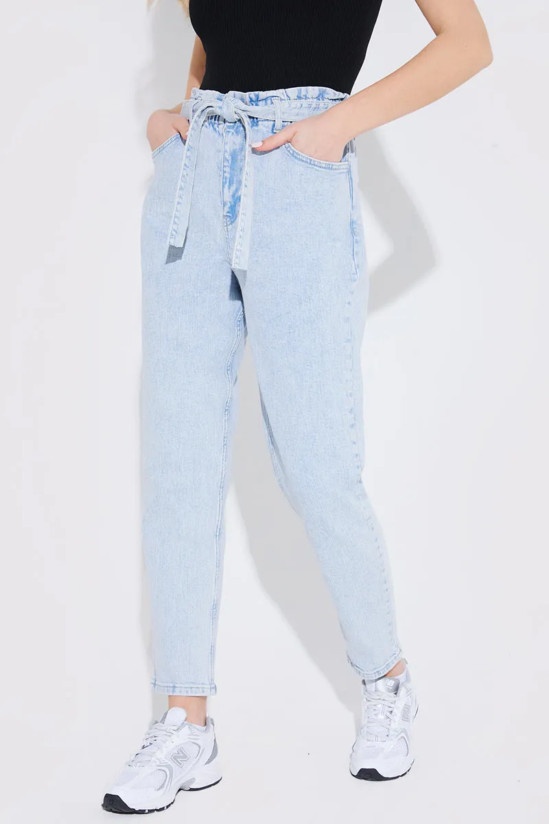 Light Wash Paperbag Tie Waist Jeans sold by Chi Chi London product image thumbnail 3