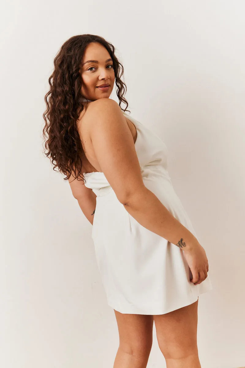 White Tailored Halterneck Mini Dress with Bow Detail sold by Chi Chi London product image thumbnail 4