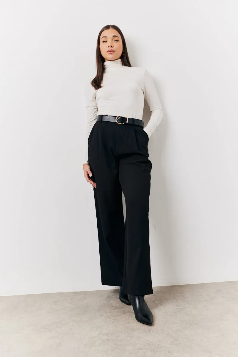Black Elasticated Waist Wide Leg Trouser sold by Chi Chi London