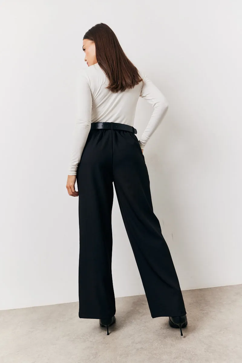 Black Elasticated Waist Wide Leg Trouser sold by Chi Chi London product image thumbnail 3