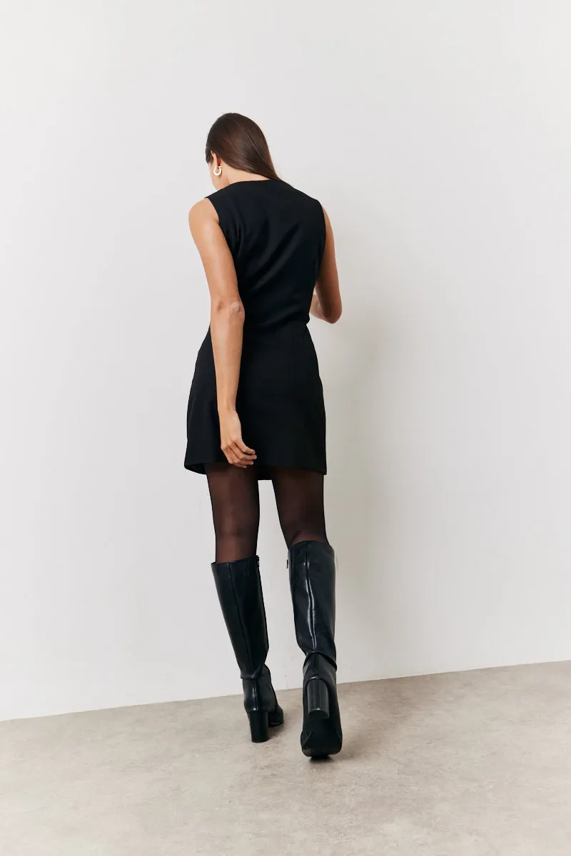 Black Tailored Button Through Mini Dress sold by Chi Chi London product image thumbnail 5