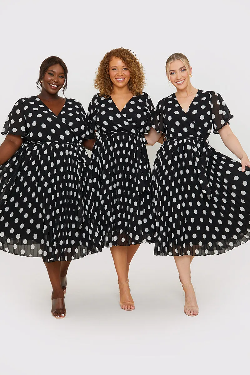 Polka Dot Print Pleated Wrap Midi Dress sold by Chi Chi London product image thumbnail 2