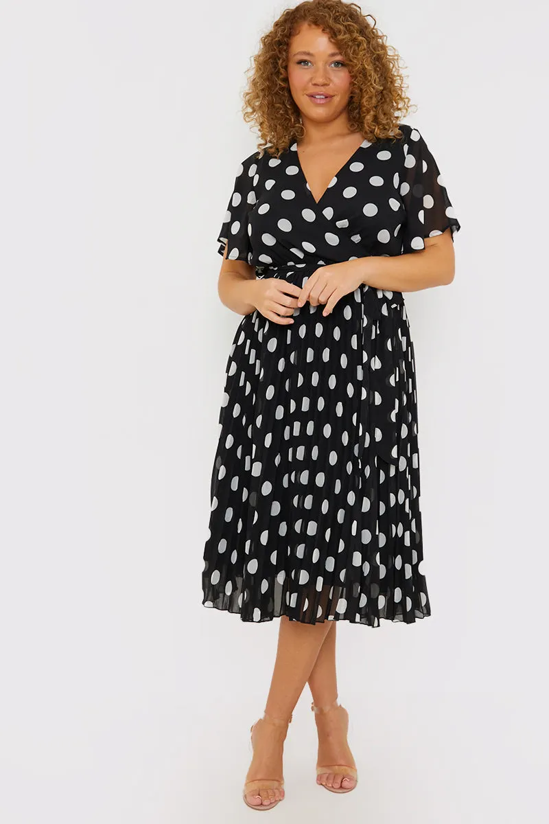 Polka Dot Print Pleated Wrap Midi Dress sold by Chi Chi London product image thumbnail 3