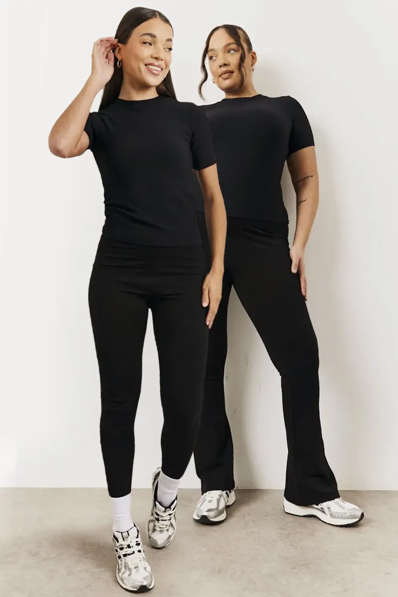 Black 2 Pack Jersey Kickflare and Legging sold by Chi Chi London