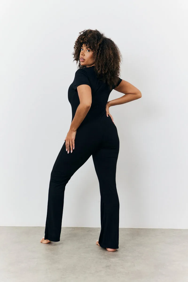 Sculpting Short Sleeve Wide Leg Jumpsuit sold by Chi Chi London product image thumbnail 5