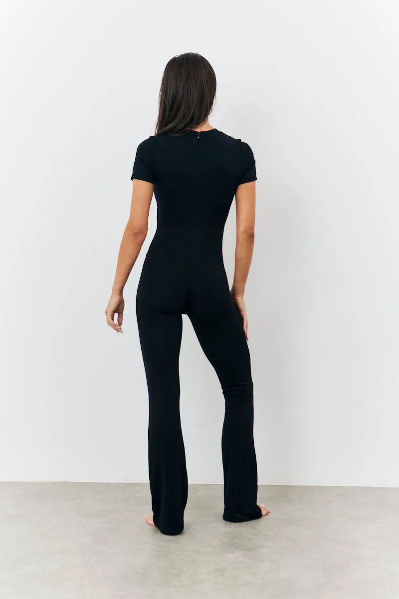 Sculpting Short Sleeve Wide Leg Jumpsuit sold by Chi Chi London product image thumbnail 3