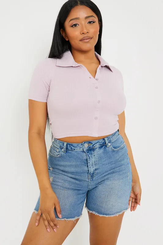 Mid Wash Ripped Denim Shorts made by In the style