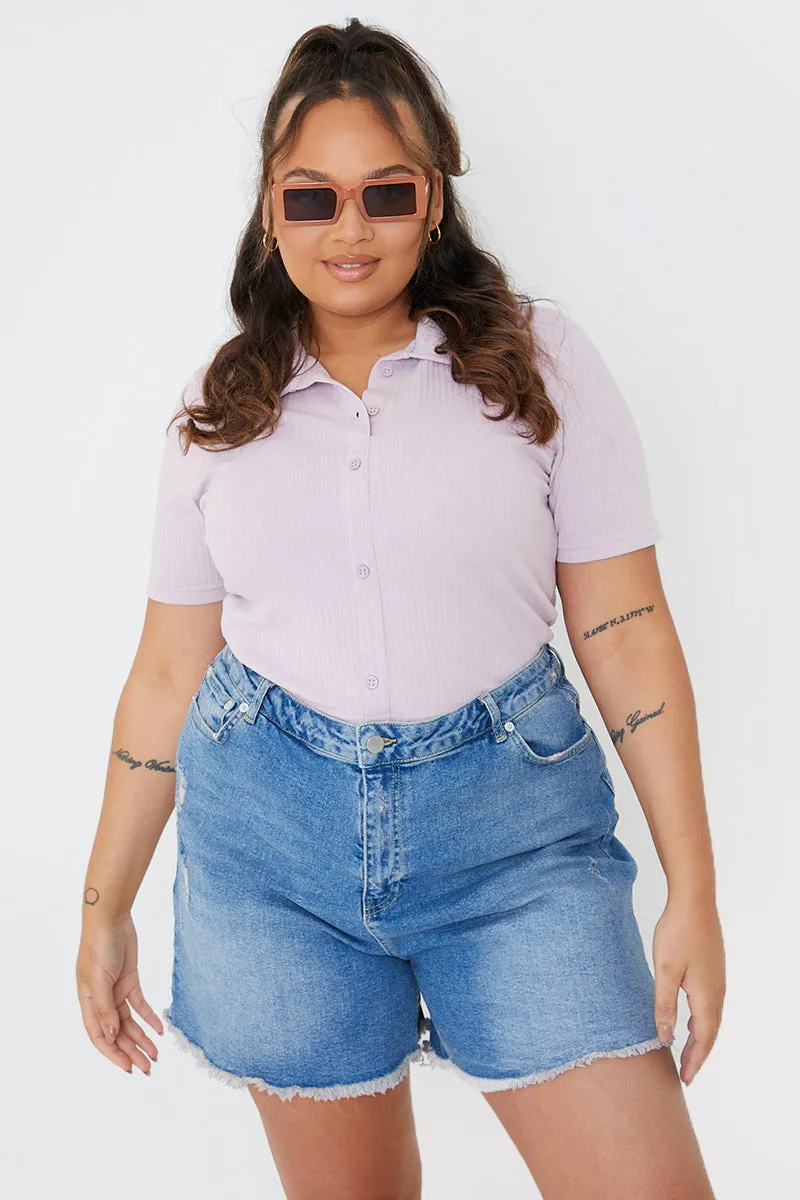 Mid Wash Ripped Denim Shorts sold by Chi Chi London product image thumbnail 5