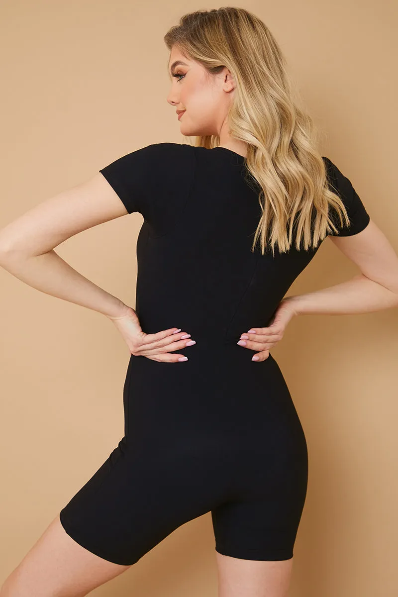 Built-In Bra Short Sleeve Sculpt and Control Short Unitard sold by Chi Chi London product image thumbnail 4