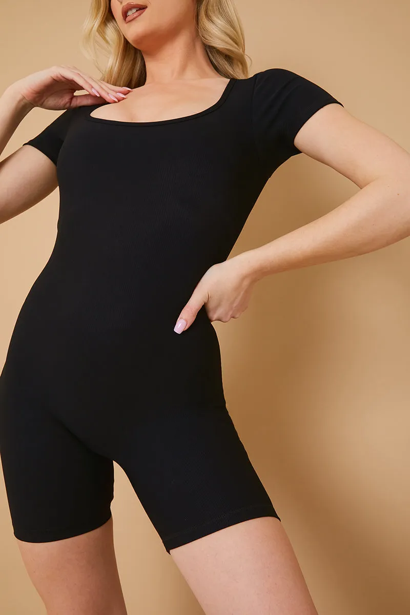 Built-In Bra Short Sleeve Sculpt and Control Short Unitard sold by Chi Chi London product image thumbnail 3