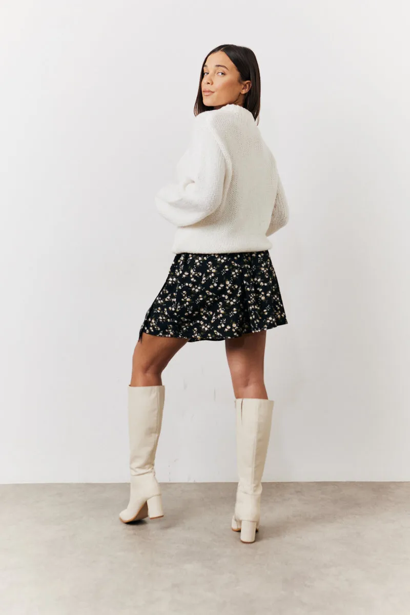 Black Floral Flippy Mini Skirt sold by Chi Chi London product image thumbnail 3