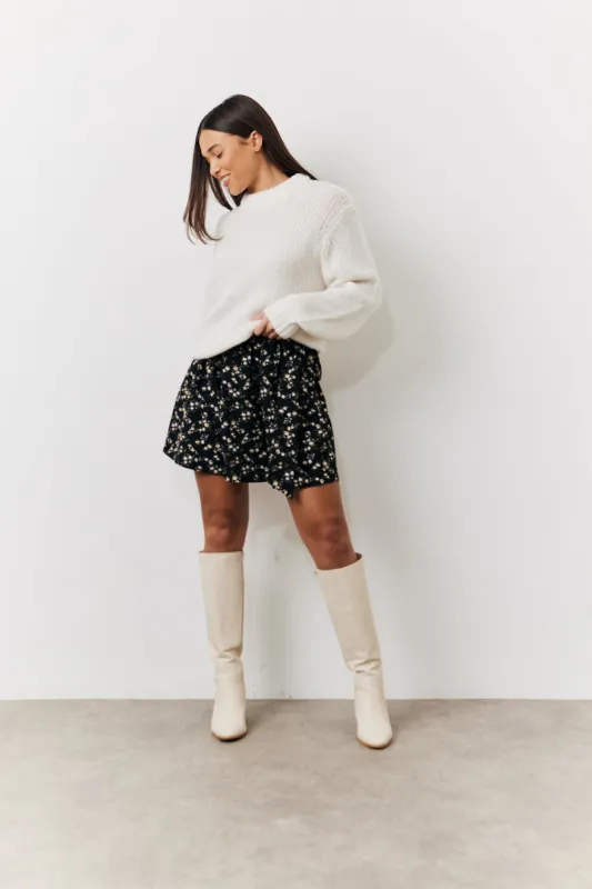 Black Floral Flippy Mini Skirt made by In the style