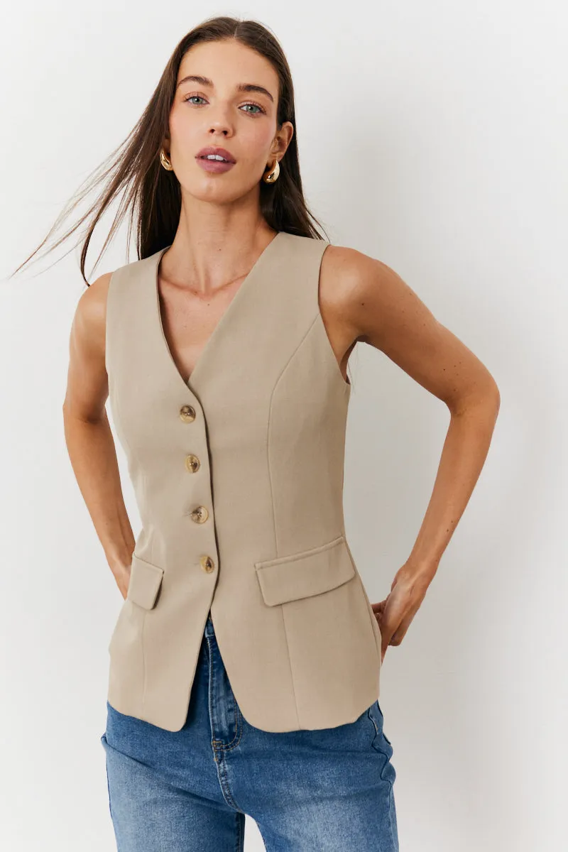 Longline Button Through Waistcoat sold by Chi Chi London product image thumbnail 5