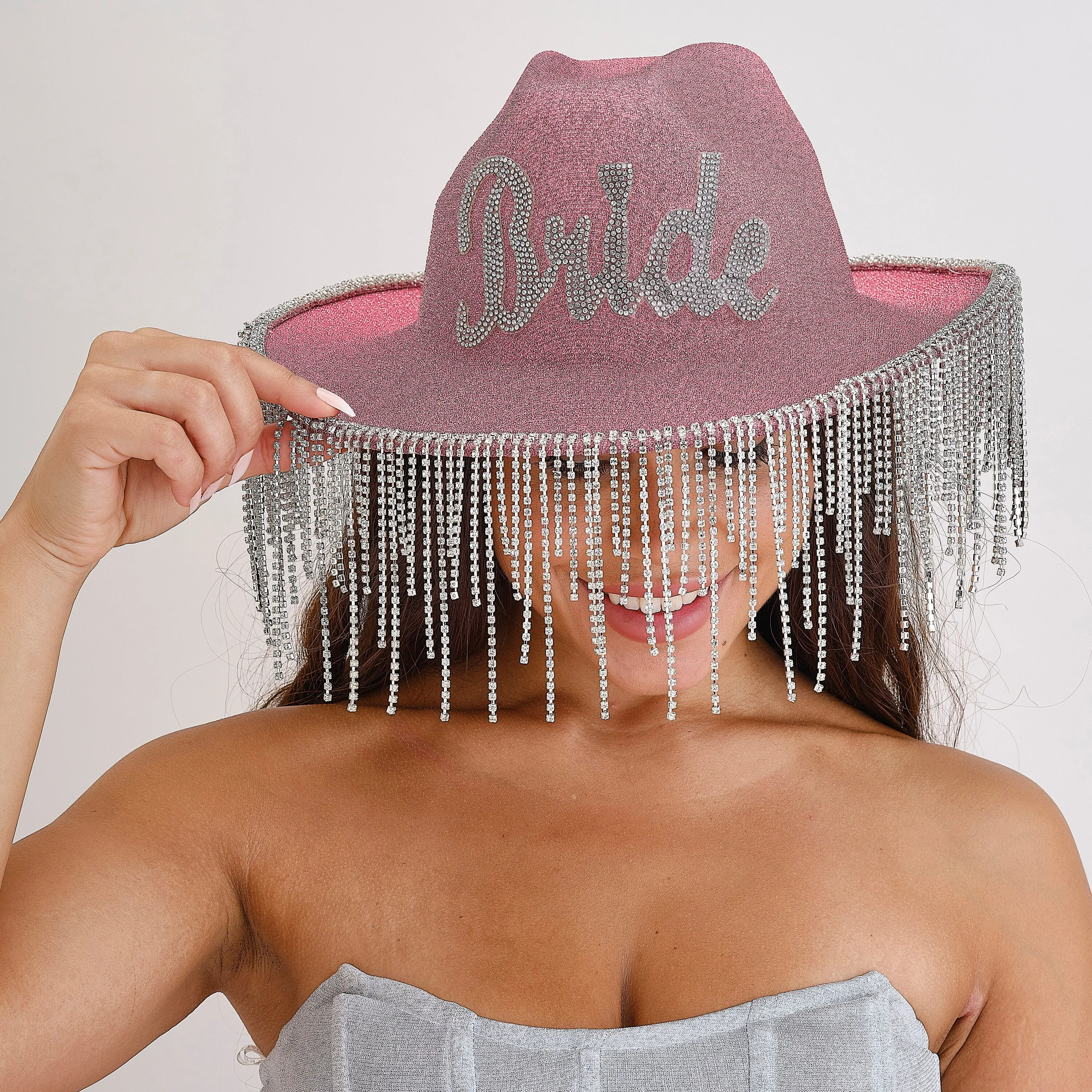 Pink Glitter Bride Cowboy Hat sold by Chi Chi London product image thumbnail 2
