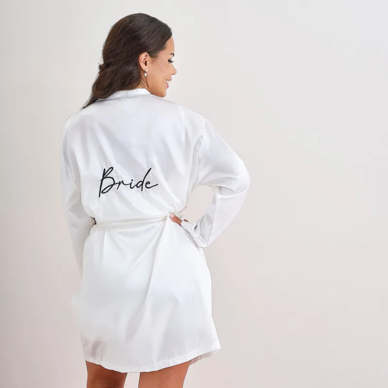 White Embroidered Bride Dressing Gown made by Chi Chi London