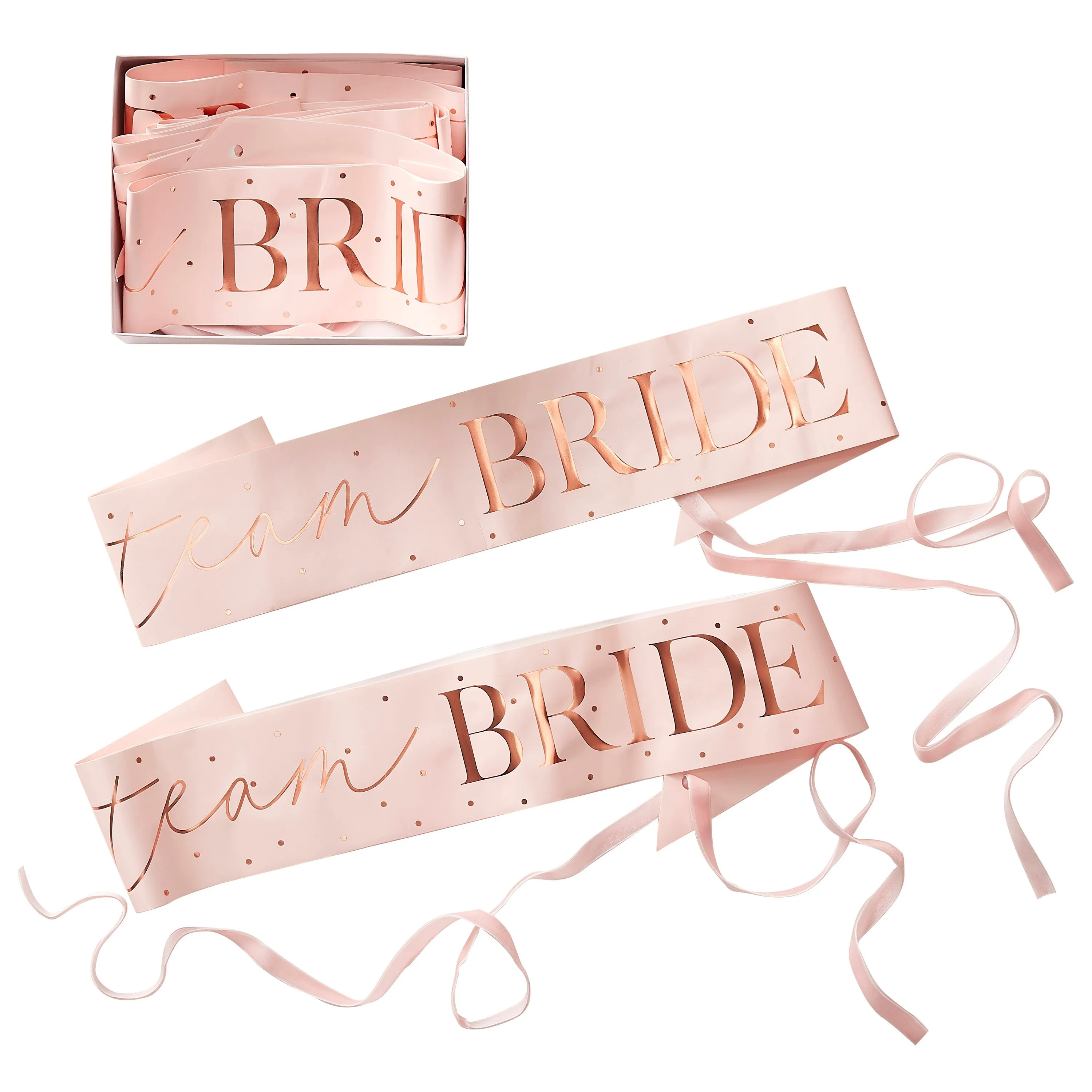 Pink and Rose Gold Team Bride Hen Party Sashes 6 Pack sold by Chi Chi London product image thumbnail 3