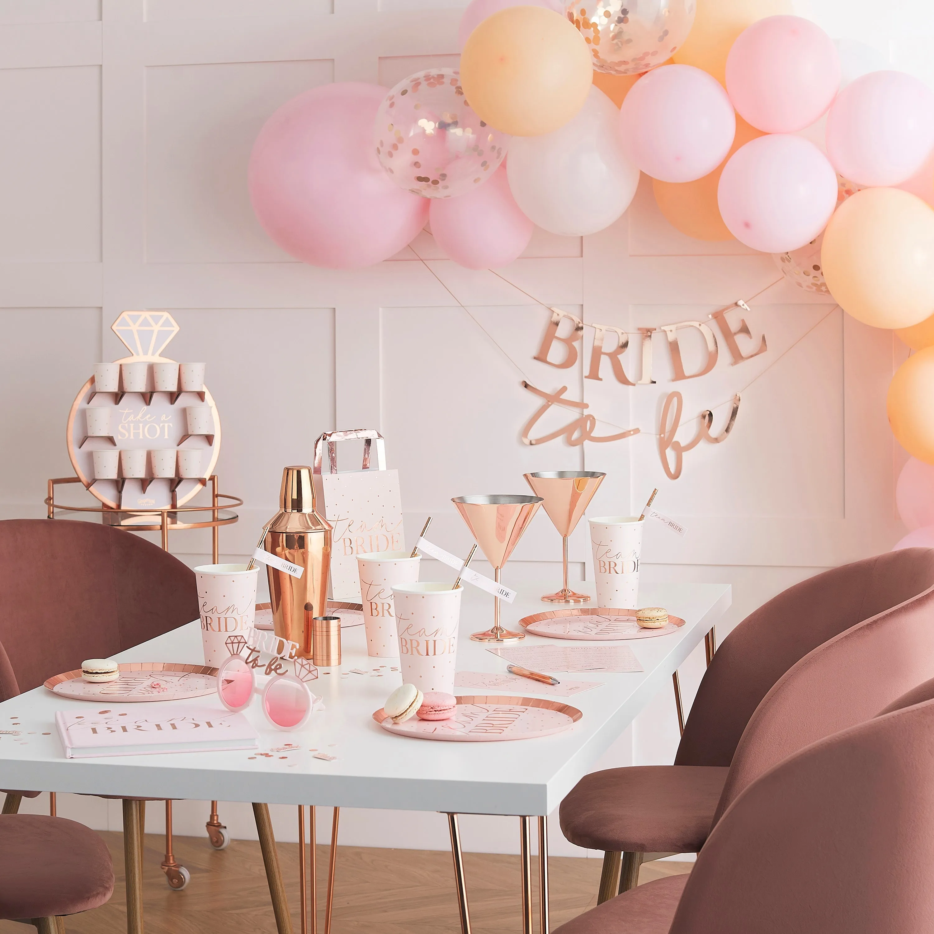 Pink and Rose Gold Team Bride Hen Party Sashes 6 Pack sold by Chi Chi London product image thumbnail 4