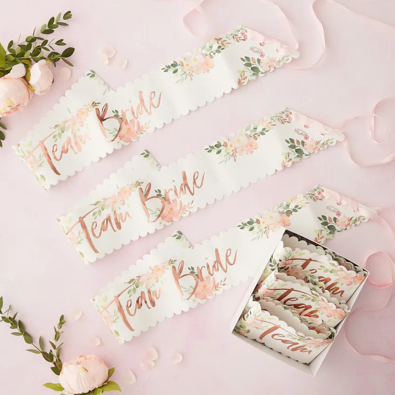 Floral Team Bride Hen Party Sashes 6 Pack made by Chi Chi London