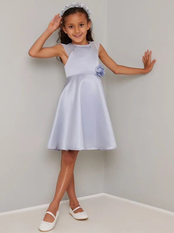 Girls 3D Floral Corsage Midi Dress in Blue sold by Chi Chi London