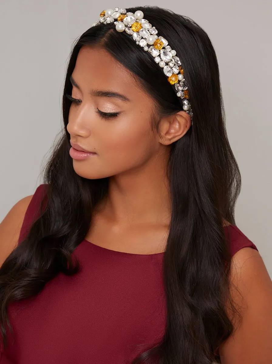 Gemstone Chunky Headband in Black sold by Chi Chi London