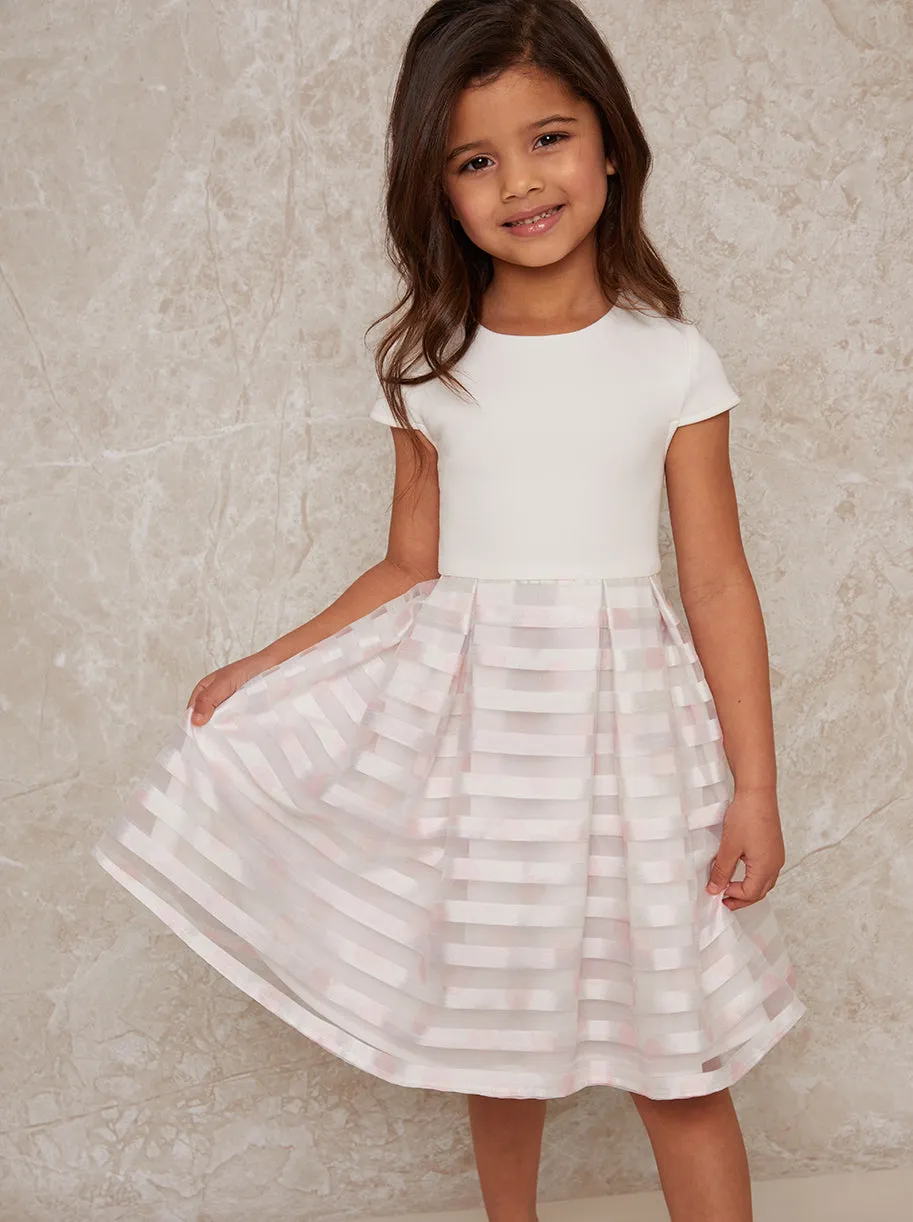 Girls Short Sleeve Stripe Midi Dress in Pink sold by Chi Chi London
