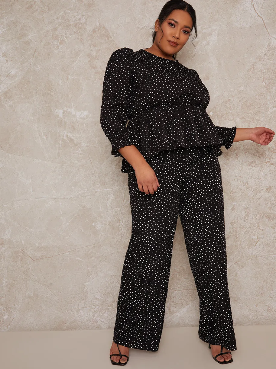 Plus Size Polka Dot Peplum Top in Mono sold by Chi Chi London product image thumbnail 3