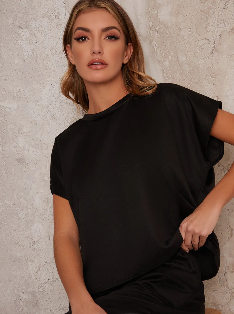 T-Shirt Short Sleeved Crop Lounge Set in Black sold by Chi Chi London product image thumbnail 3
