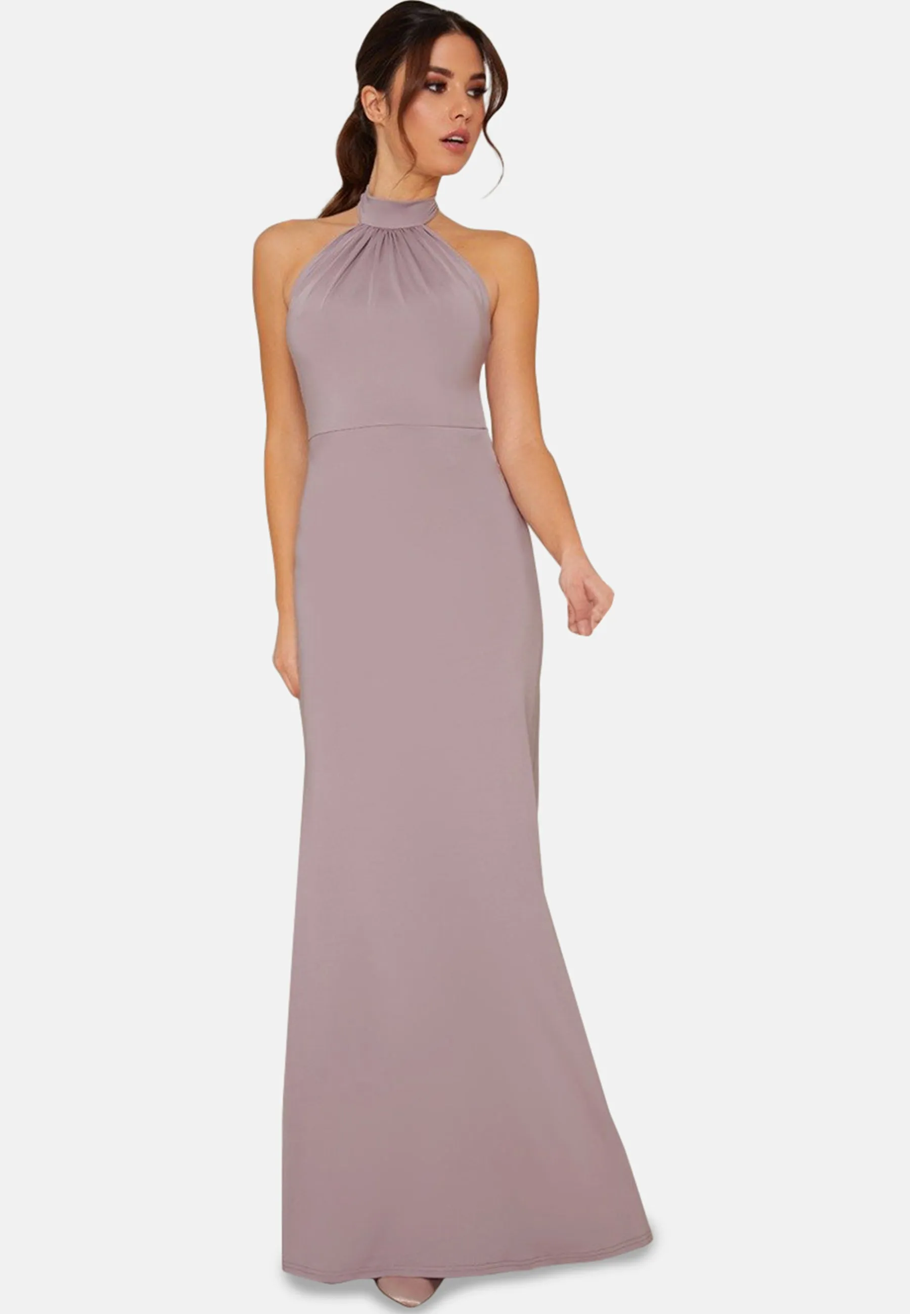Halter Neck Fitted Maxi Dress in Purple sold by Chi Chi London product image thumbnail 5