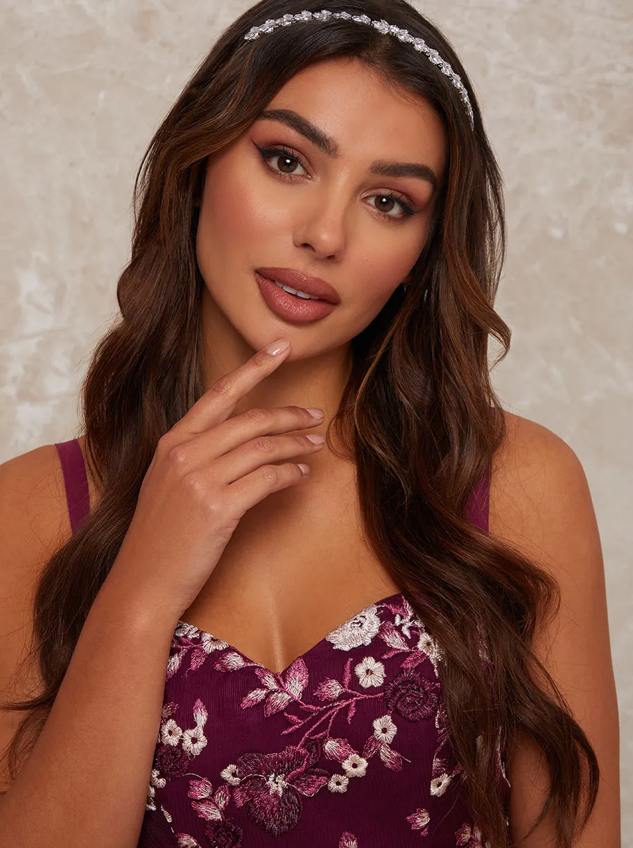 Diamanté Embellished Leaf Design Headband in Silver sold by Chi Chi London product image thumbnail 2