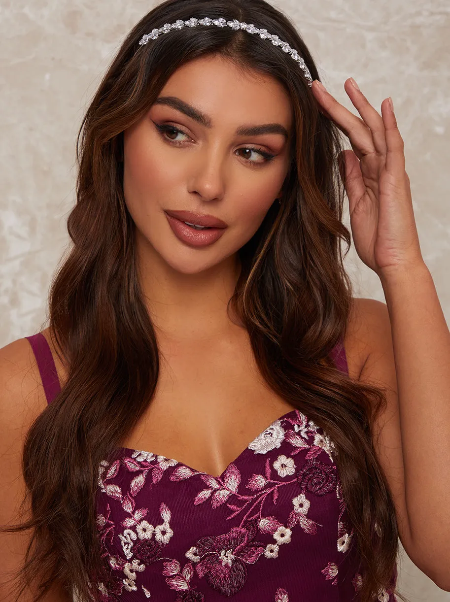 Diamanté Embellished Leaf Design Headband in Silver sold by Chi Chi London product image thumbnail 3