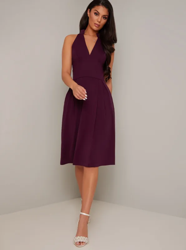 Wrap Midi Dress with Colour Block Design in Red sold by Chi Chi London