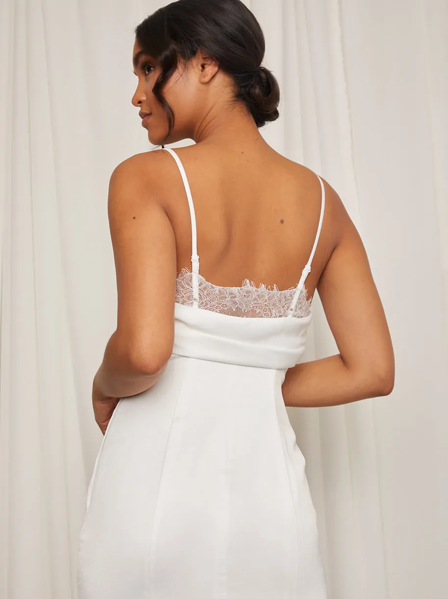 Cowl Neck with Lace Insert Maxi Dress in White sold by Chi Chi London product image thumbnail 2