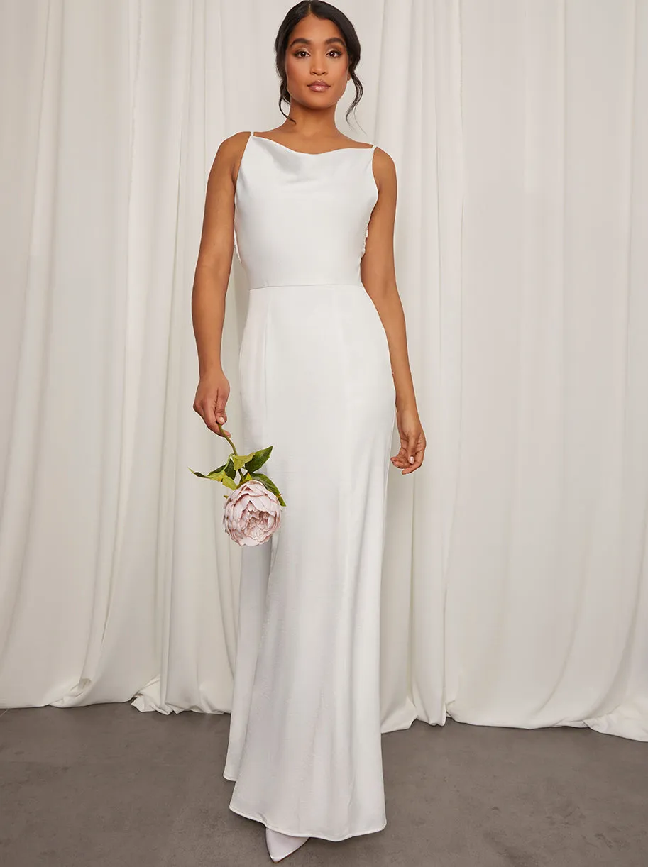 Cowl Neck with Lace Insert Maxi Dress in White sold by Chi Chi London product image thumbnail 3