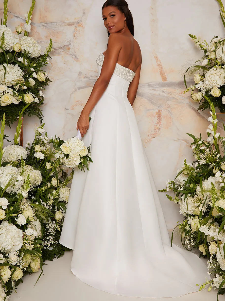 Bardot Embellished Wedding Dress in White sold by Chi Chi London product image thumbnail 3