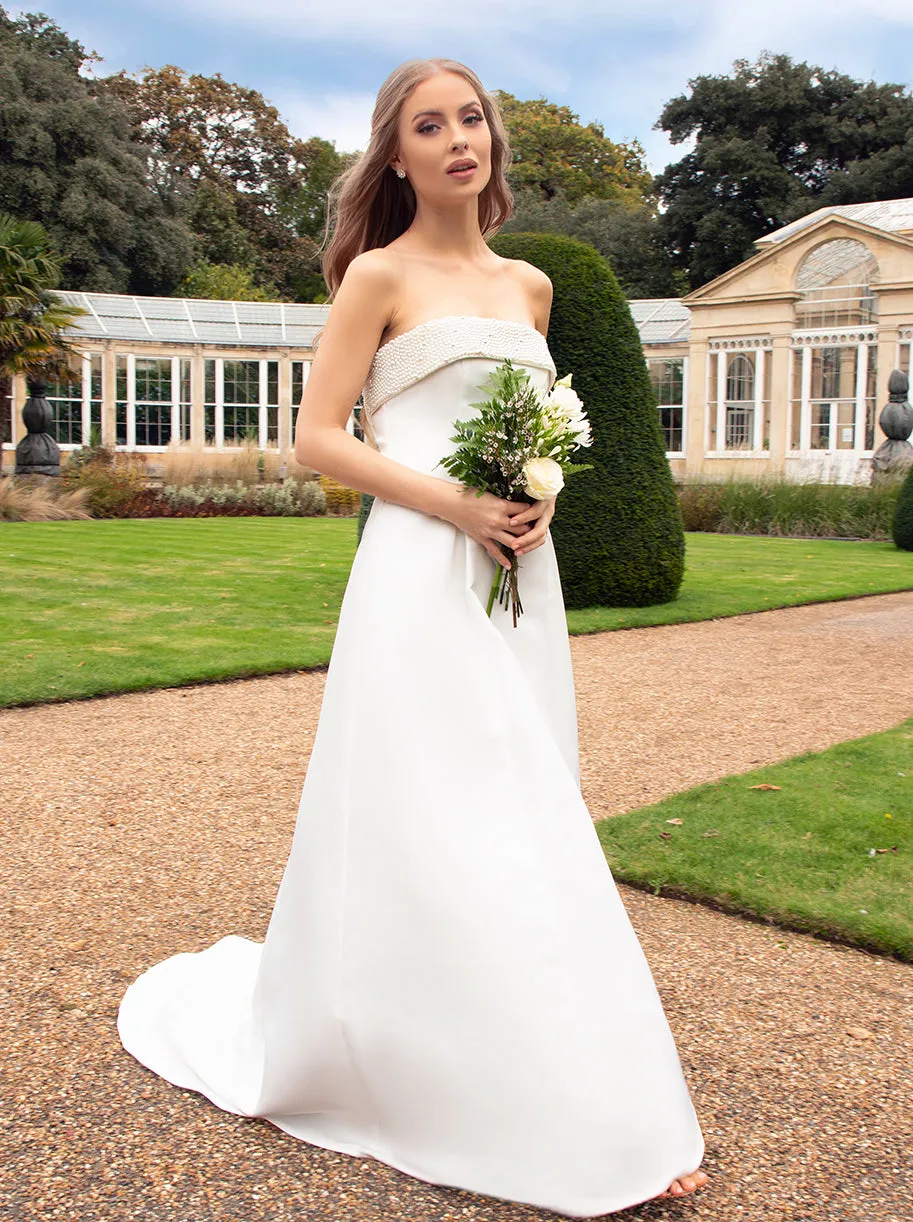 Bardot Embellished Wedding Dress in White sold by Chi Chi London product image thumbnail 5