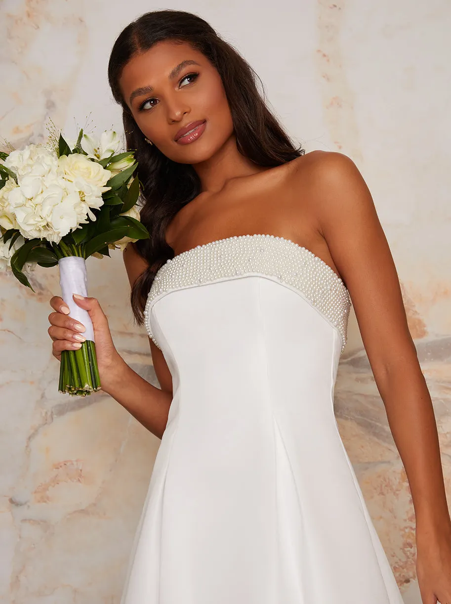 Bardot Embellished Wedding Dress in White sold by Chi Chi London product image thumbnail 4